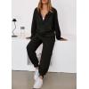 imageAleumdr Womens 2 Piece Outfits Fall Sweatsuit Set Zip Up Jacket Sweatshirt with Joggers Pants Matching Sets Tracksuit 2025A1 Black