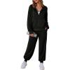 imageAleumdr Womens 2 Piece Outfits Fall Sweatsuit Set Zip Up Jacket Sweatshirt with Joggers Pants Matching Sets Tracksuit 2025A1 Black