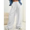 imageAleumdr Wide Leg Sweatpants for Women 2025 Trendy Fashion High Waisted Drawstring Loose Long Pants with PocketsWhite a