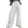 imageAleumdr Wide Leg Sweatpants for Women 2025 Trendy Fashion High Waisted Drawstring Loose Long Pants with PocketsWhite a