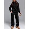 imageAleumdr Womens 2 Piece Outfits Fleece Sweatsuit Lounge Set Snap Button Long Sleeve Sweatshirt with Wide Leg SweatpantsA1 Black
