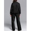 imageAleumdr Womens 2 Piece Outfits Fleece Sweatsuit Lounge Set Snap Button Long Sleeve Sweatshirt with Wide Leg SweatpantsA1 Black