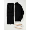imageAleumdr Womens 2 Piece Outfits Fleece Sweatsuit Lounge Set Snap Button Long Sleeve Sweatshirt with Wide Leg SweatpantsA1 Black