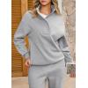 imageAleumdr Womens 2 Piece Outfits Fleece Sweatsuit Lounge Set Snap Button Long Sleeve Sweatshirt with Wide Leg SweatpantsA2 Gray