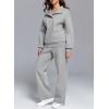 imageAleumdr Womens 2 Piece Outfits Fleece Sweatsuit Lounge Set Snap Button Long Sleeve Sweatshirt with Wide Leg SweatpantsA2 Gray