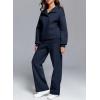 imageAleumdr Womens 2 Piece Outfits Fleece Sweatsuit Lounge Set Snap Button Long Sleeve Sweatshirt with Wide Leg SweatpantsA4 Navy Blue