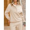 imageAleumdr Womens 2 Piece Outfits Fleece Sweatsuit Lounge Set Snap Button Long Sleeve Sweatshirt with Wide Leg SweatpantsA5 Beige