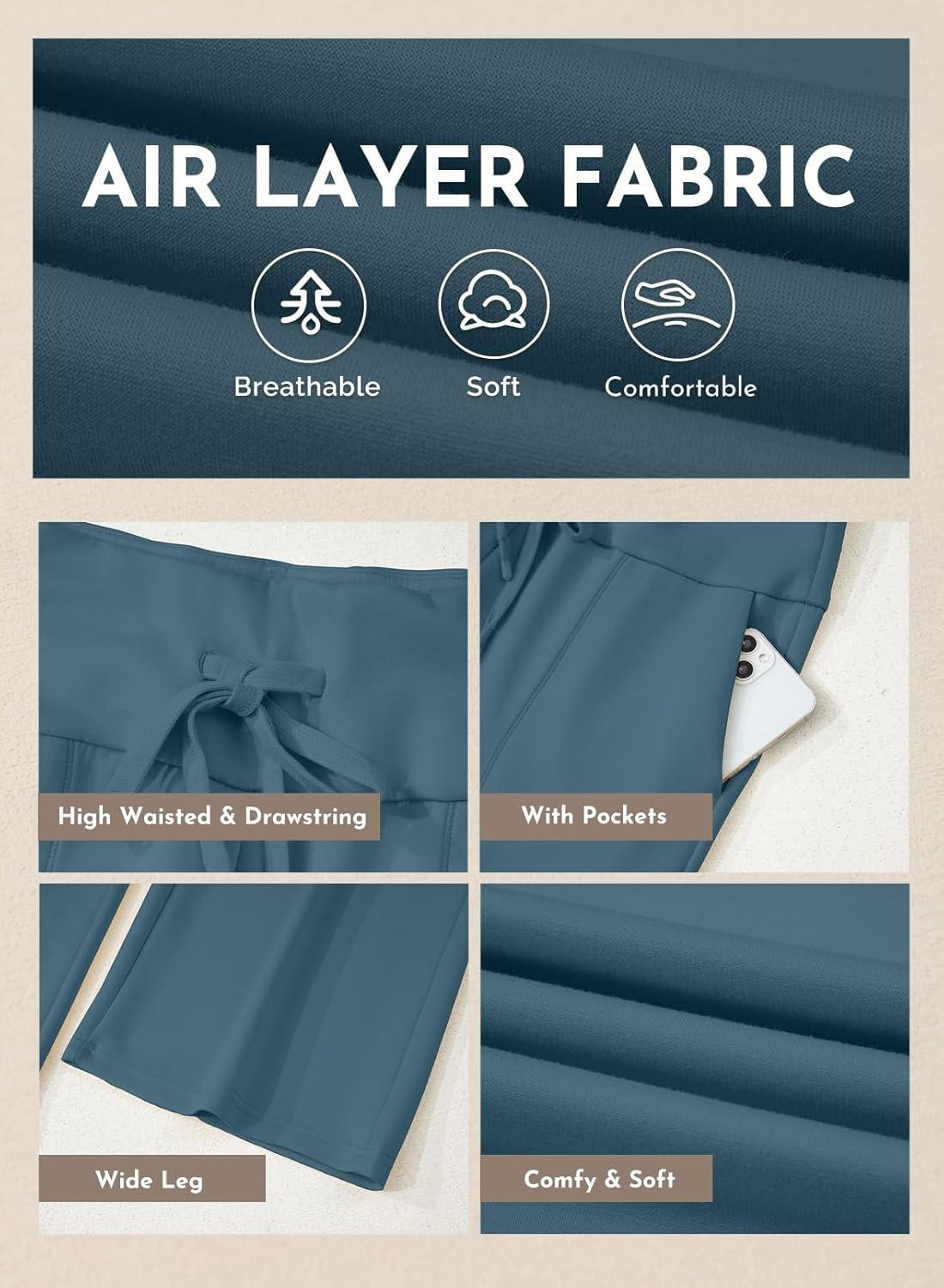 imageAleumdr Womens High Waisted Drawstring Waist Wide Leg Sweatpants with Pockets Casual Loose Yoga PantsA9 Real Teal