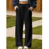 imageAleumdr Womens High Waisted Drawstring Waist Wide Leg Sweatpants with Pockets Casual Loose Yoga PantsA1 Black