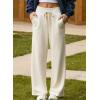 imageAleumdr Womens High Waisted Drawstring Waist Wide Leg Sweatpants with Pockets Casual Loose Yoga PantsA8 White