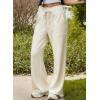 imageAleumdr Womens High Waisted Drawstring Waist Wide Leg Sweatpants with Pockets Casual Loose Yoga PantsA8 White