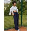 imageAleumdr Womens High Waisted Drawstring Waist Wide Leg Sweatpants with Pockets Casual Loose Yoga PantsBlue