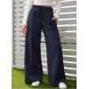 imageAleumdr Womens High Waisted Drawstring Waist Wide Leg Sweatpants with Pockets Casual Loose Yoga PantsLighter Weight Navy Blue
