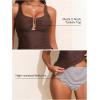 imageAleumdr Womens Textured Tankini Swimsuits Tummy Control Ruched UWire Cutout Two Piece Bathing Suits with BottomDark Brown