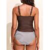 imageAleumdr Womens Textured Tankini Swimsuits Tummy Control Ruched UWire Cutout Two Piece Bathing Suits with BottomDark Brown