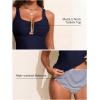 imageAleumdr Womens Textured Tankini Swimsuits Tummy Control Ruched UWire Cutout Two Piece Bathing Suits with BottomNavy Blue