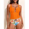 imageAleumdr Womens Textured Tankini Swimsuits Tummy Control Ruched UWire Cutout Two Piece Bathing Suits with BottomOrange
