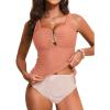 imageAleumdr Womens Textured Tankini Swimsuits Tummy Control Ruched UWire Cutout Two Piece Bathing Suits with BottomPink