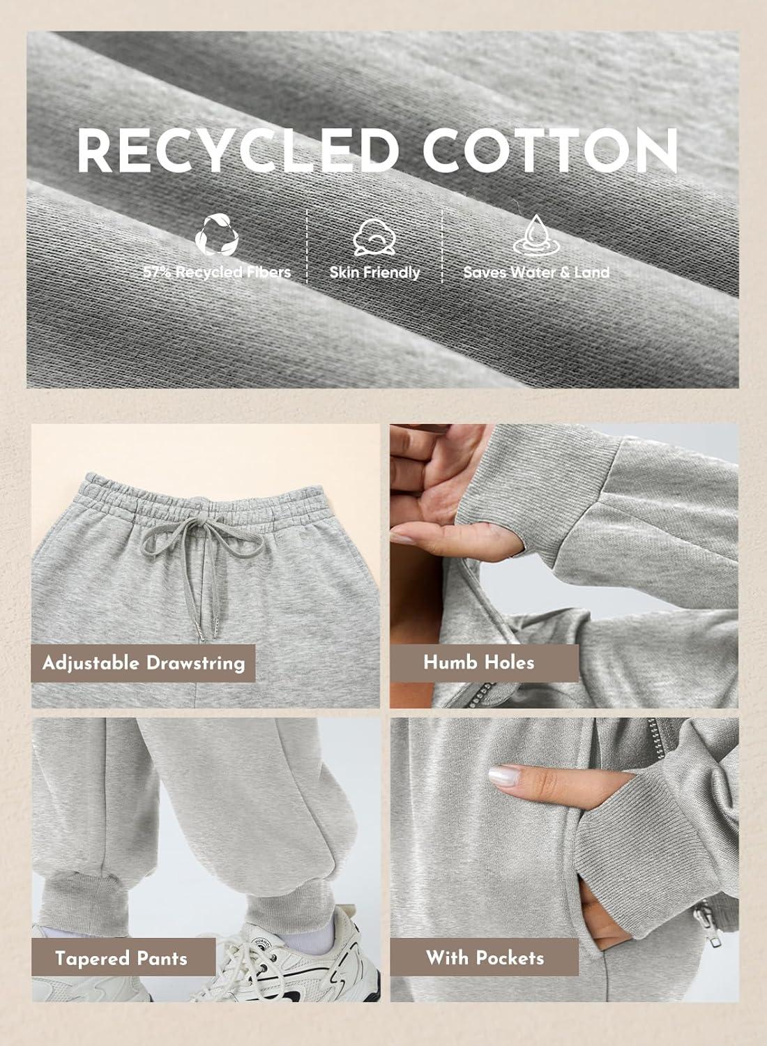 imageAleumdr Womens 2 Piece Outfits Tracksuit Zip Up Long Sleeve Sweatshirt and Joggers Pants Matching Sets with PocketsA2 Gray