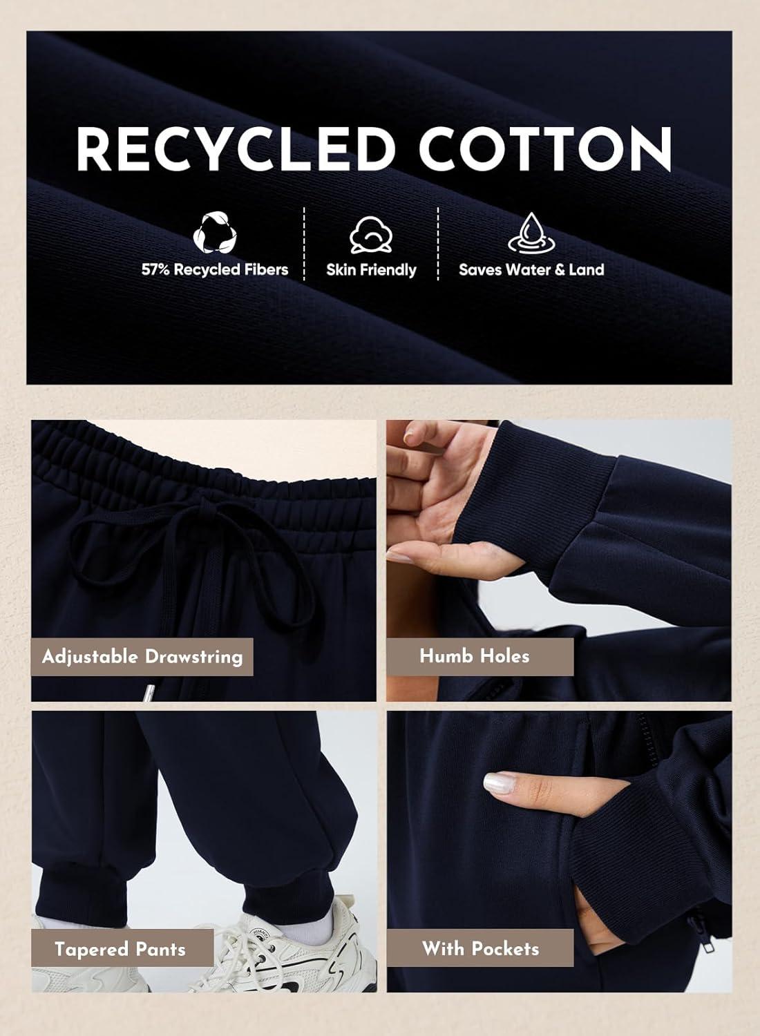 imageAleumdr Womens 2 Piece Outfits Tracksuit Zip Up Long Sleeve Sweatshirt and Joggers Pants Matching Sets with PocketsA3 Navy Blue