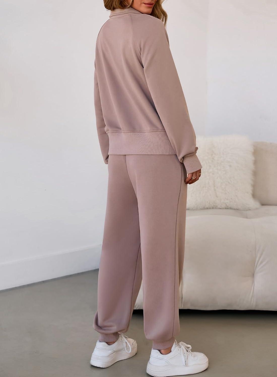 imageAleumdr Womens 2 Piece Outfits Tracksuit Zip Up Long Sleeve Sweatshirt and Joggers Pants Matching Sets with PocketsA5 Mauve Gray