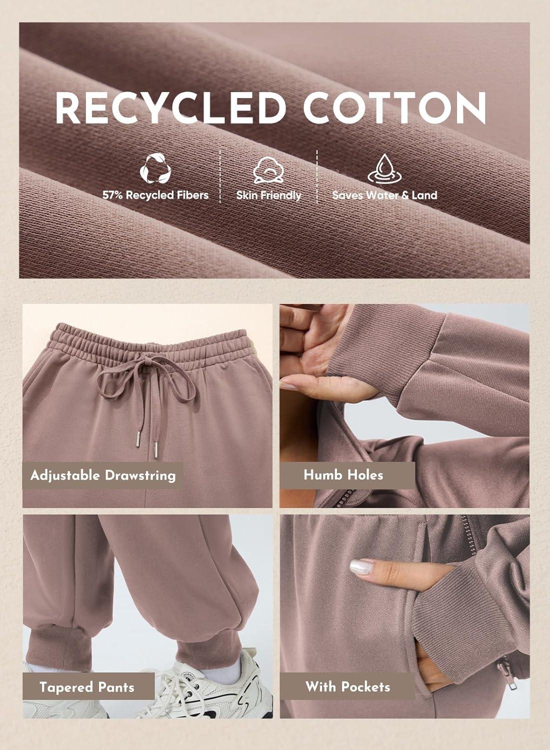 imageAleumdr Womens 2 Piece Outfits Tracksuit Zip Up Long Sleeve Sweatshirt and Joggers Pants Matching Sets with PocketsA5 Mauve Gray