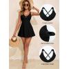 imageAleumdr One Piece Swimsuits for Women Slimming Tummy Control Swim Dress V Neck Keyhole Skirted Bathing SuitsBlack