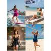 imageAleumdr One Piece Swimsuits for Women Slimming Tummy Control Swim Dress V Neck Keyhole Skirted Bathing SuitsDark Brown
