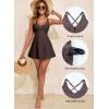 imageAleumdr One Piece Swimsuits for Women Slimming Tummy Control Swim Dress V Neck Keyhole Skirted Bathing SuitsDark Brown
