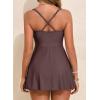 imageAleumdr One Piece Swimsuits for Women Slimming Tummy Control Swim Dress V Neck Keyhole Skirted Bathing SuitsDark Brown