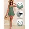 imageAleumdr One Piece Swimsuits for Women Slimming Tummy Control Swim Dress V Neck Keyhole Skirted Bathing SuitsMist Green
