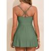 imageAleumdr One Piece Swimsuits for Women Slimming Tummy Control Swim Dress V Neck Keyhole Skirted Bathing SuitsMist Green