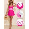 imageAleumdr One Piece Swimsuits for Women Slimming Tummy Control Swim Dress V Neck Keyhole Skirted Bathing SuitsRose Red