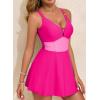 imageAleumdr One Piece Swimsuits for Women Slimming Tummy Control Swim Dress V Neck Keyhole Skirted Bathing SuitsRose Red