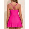 imageAleumdr One Piece Swimsuits for Women Slimming Tummy Control Swim Dress V Neck Keyhole Skirted Bathing SuitsRose Red