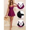 imageAleumdr One Piece Swimsuits for Women Slimming Tummy Control Swim Dress V Neck Keyhole Skirted Bathing SuitsViolet