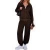 imageAleumdr Womens 2 Piece Outfits Tracksuit Zip Up Long Sleeve Sweatshirt and Joggers Pants Matching Sets with PocketsA4 Brown