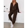 imageAleumdr Womens 2 Piece Outfits Tracksuit Zip Up Long Sleeve Sweatshirt and Joggers Pants Matching Sets with PocketsA4 Brown