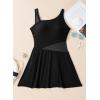 imageAleumdr Womens One Piece Swim Dress Tummy Control Swimsuits Modest Full Coverage Mesh Bathing Suits with SkirtBlack
