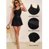 imageAleumdr Womens One Piece Swim Dress Tummy Control Swimsuits Modest Full Coverage Mesh Bathing Suits with SkirtBlack