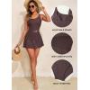 imageAleumdr Womens One Piece Swim Dress Tummy Control Swimsuits Modest Full Coverage Mesh Bathing Suits with SkirtDark Brown
