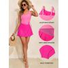 imageAleumdr Womens One Piece Swim Dress Tummy Control Swimsuits Modest Full Coverage Mesh Bathing Suits with SkirtRose Red