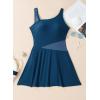 imageAleumdr Womens One Piece Swim Dress Tummy Control Swimsuits Modest Full Coverage Mesh Bathing Suits with SkirtSail Blue