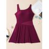 imageAleumdr Womens One Piece Swim Dress Tummy Control Swimsuits Modest Full Coverage Mesh Bathing Suits with SkirtViolet