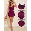 imageAleumdr Womens One Piece Swim Dress Tummy Control Swimsuits Modest Full Coverage Mesh Bathing Suits with SkirtViolet