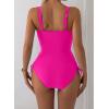 imageAleumdr Womens One Piece Swimsuit Ruffle Slimming Tummy Control Bathing Suits Cutout V Neck High Cut SwimwearRose Red