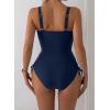 imageAleumdr Womens One Piece Swimsuit Ruffle Slimming Tummy Control Bathing Suits Cutout V Neck High Cut SwimwearStripe Blue