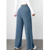 imageAleumdr Womens Ribbed Wide Leg Lounge Pants with Pockets Casual Relaxed Comfy Loose Soft Knit Pajama Pants with DrawstringAshleigh Blue