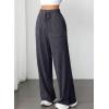 imageAleumdr Womens Ribbed Wide Leg Lounge Pants with Pockets Casual Relaxed Comfy Loose Soft Knit Pajama Pants with DrawstringCarbon Grey