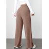 imageAleumdr Womens Ribbed Wide Leg Lounge Pants with Pockets Casual Relaxed Comfy Loose Soft Knit Pajama Pants with DrawstringCoffee